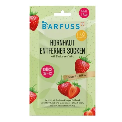Barfuss Strawberry, Callus Remover Socks (Truskawka, Skarpetki do usuwania zrogowaceń)