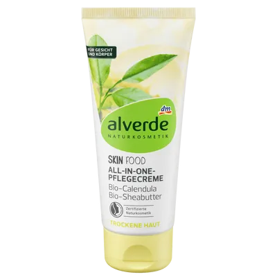 Alverde All-in-one Pflegecreme Calandula i Sheabutter (Krem pielęgnujący z masłem shea i nagietkiem)