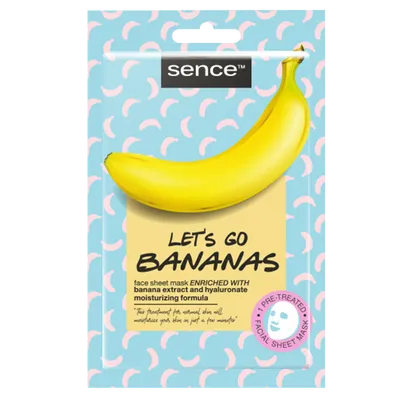 Sence Beauty Let’s Go Bananas!, Face Sheet Mask (Bananowa maska ​​w płachcie)