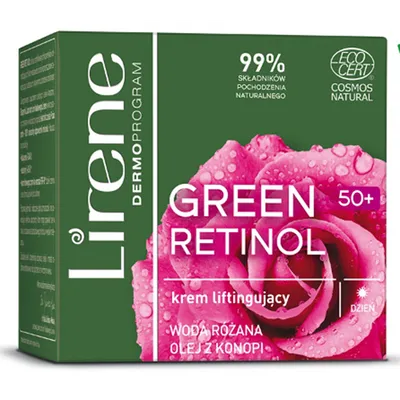 Lirene Dermoprogram Green Retinol, Liftingujący krem na dzień 50+