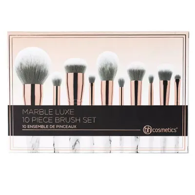 BH Cosmetics Marble Luxe, 10 Piece Brush Set (Zestaw pędzli do makijażu)