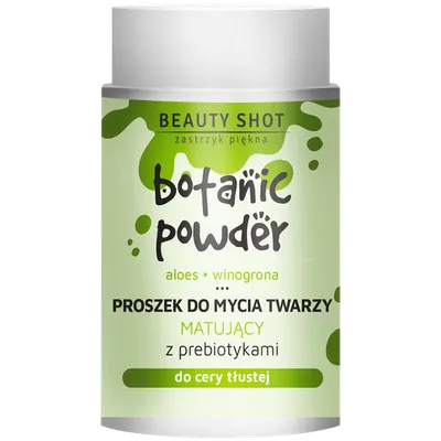 Beauty Shot Botanic Powder, Proszek do mycia twarzy matujący z prebiotykami `Aloes, winogrona`