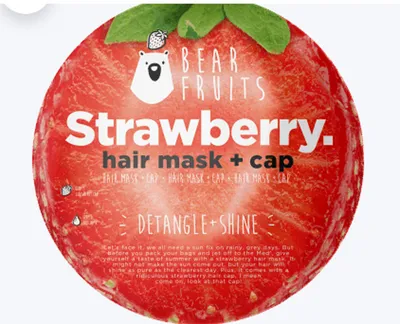 Bear Fruits Detangle + Shine Strawberry Hair Mask + Cap (Truskawkowa maseczka do włosów z czepkiem)