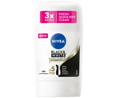 Nivea Black & White, Silky Smooth (Antyperspirant 48h w sztyfcie)