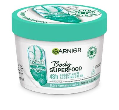 Garnier Body Superfood, Aloe Vera Extract + Magnesium PCA 48H Soothing Cream (Kojący krem do ciała z ekstraktem z aloesu i solą magnezową)
