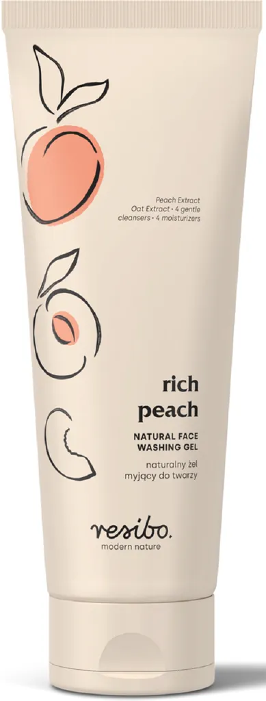 Resibo Rich Peach, Natural Face Washing Gel (Naturalny żel myjący do twarzy z ekstraktem z brzoskwini)