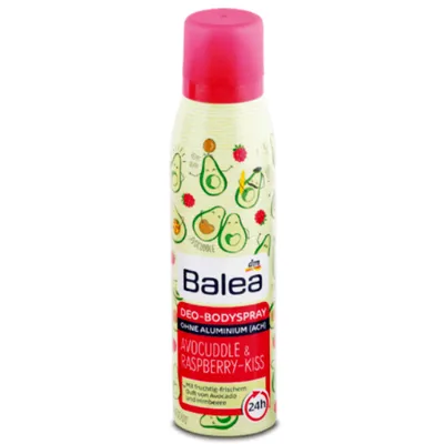 Balea Avocuddle & Raspberry-Kiss, Deo-Bodyspray 24h (Dezodorant w sprayu `Awokado i malina`)