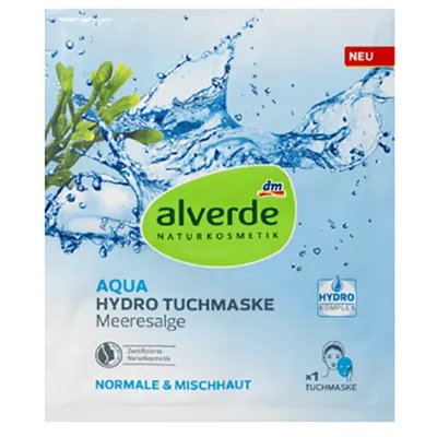 Alverde Aqu, Hydro Tuchmaske (Maseczka do twarzy w płachcie z solą morską)