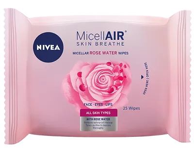 Nivea MicellAir Skin Breathe, Micellar Rose Water Wipes (Micelarne chusteczki wzbogacone wodą różaną)