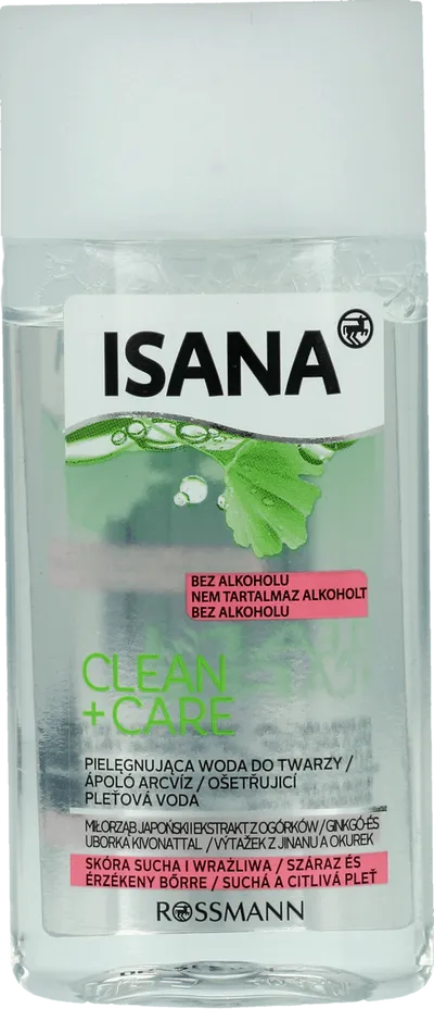 Isana Clean + Care, Pielęgnująca woda do twarzy skóra sucha i wrażliwa