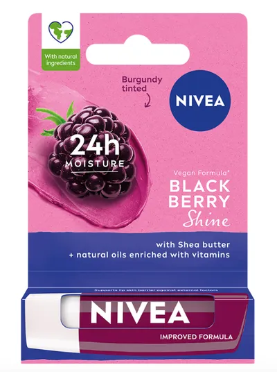Nivea 24H Moisture, Blackberry Shine, Lip Balm (Jeżyna, Ochronny balsam do ust)
