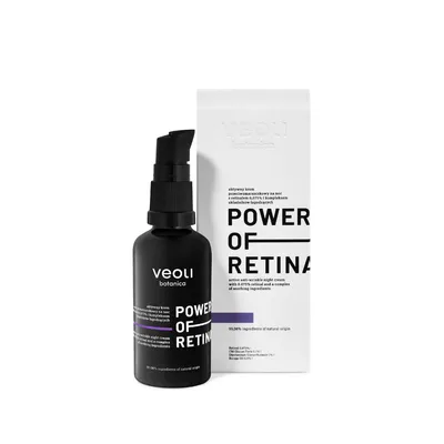 Veoli Botanica Power of Retinal, Aktywny krem przeciwzmarszczkowy na noc z retinalem 0,075% i kompleksem składników łagodzących