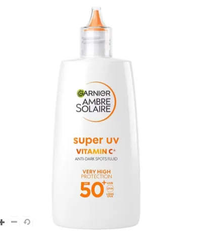 Garnier Ambre Solaire, Super UV Vitamin C Fluid SPF50+ (Lekki fluid do twarzy z witaminą C SPF50+)