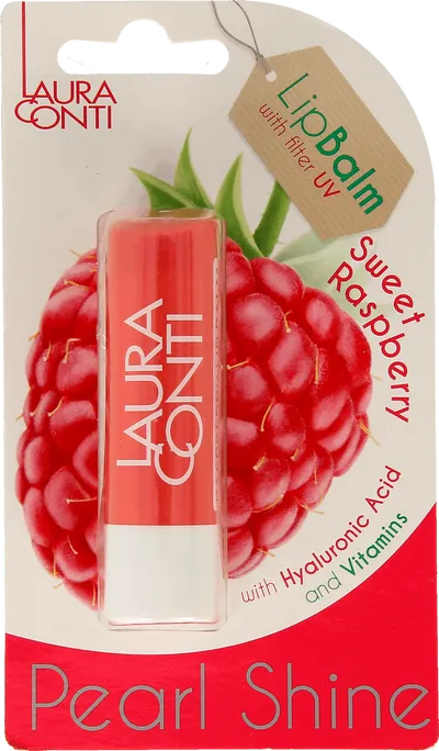 Laura Conti Sweet Raspberry Pearl Shine Lip Balm (Perłowy malinowy balsam do ust)