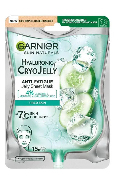 Garnier Skin Naturals, Hyaluronic Cryo Jelly Anti-Fatigue Jelly Sheet Mask (Maska na tkaninie o żelowej teksturze redukująca oznaki zmęczenia)