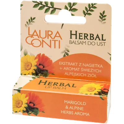 Laura Conti Herbal Lip Care, Balsam do ust  `Ekstrakt z nagietka + aromat  świeżych alpejskich ziół`