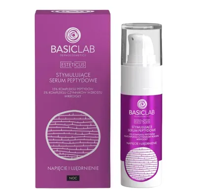 BasicLab Dermocosmetics Esteticus, Napięcie i ujędrnienie, Stymulujące serum peptydowe 15% kompleksu peptydów, 5% kompleksu czynników wzrostu, mikroigły
