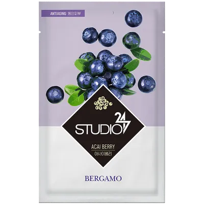Bergamo Specialist Studio 24, Acai Berry ANtiaginf Sheet Mask (Maska z jagodami acai do twarzy)