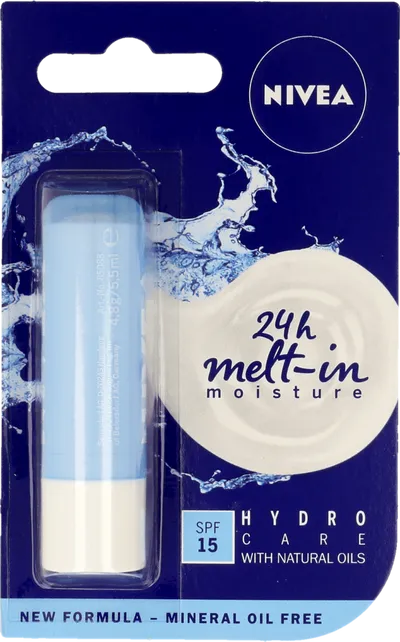 Nivea Hydro Care 24h Melt-in moisture, Pielęgnująca pomadka do ust SPF 15
