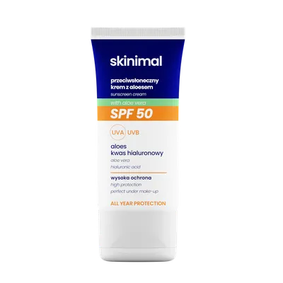 Skinimal Przeciwsłoneczny krem z aloesem i kwasem hialuronowym SPF50