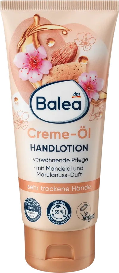 Balea Almond Oil & Marula, Creamy Oil  Hand Lotion (Migdał i Marula, Kremowo-olejkowy balsam do rąk)