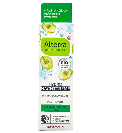 Alterra Hydro Nachtcreme Bio-Traube (Nawilżający krem na noc `Winogrona Bio` (nowa wersja))