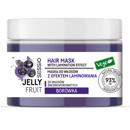 Sessio Jelly Fruit, Hair Mask with Lamination Effect (Maska do włosów z efektem laminowania dla włosów średnioporowatych `Borówka`)