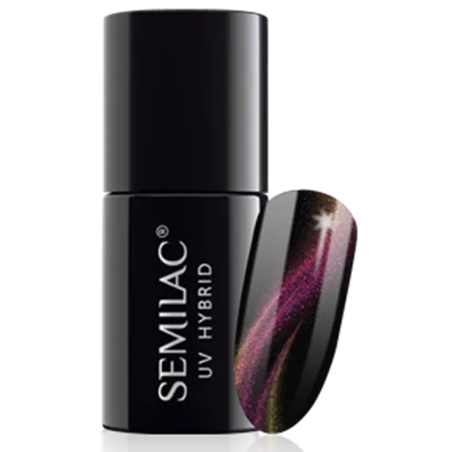 Semilac Cat Eye 3D, UV Hybrid (Lakier hybrydowy z trójwymiarowym efektem kociego oka)