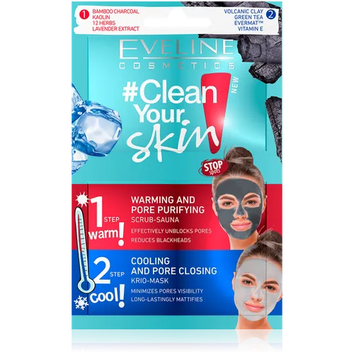Eveline Cosmetics # Clean Your Skin, Rozgrzewający peeling - sauna  i chłodząca krio - maska do twarzy