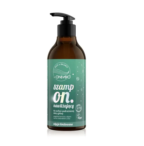 OnlyBio Hair In Balance, Szampon nawilżający do suchej i podrażnionej skóry głowy z olejem marula i ekstraktem z kiwi