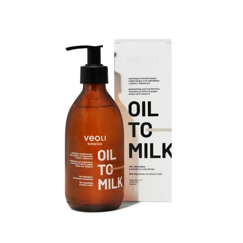 Veoli Botanica Oil To Milk, Nawilżająco-transformujący olejek myjący z 2% ekstraktem z imbiru i witaminą E