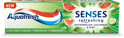 Aquafresh Senses, Refreshing Toothpaste, Watermelon, Cucumber & Mint (Pasta do zębów `Arbuz, ogórek i mięta`)