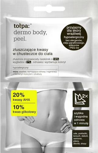 Tołpa Dermo body, Peel [Max Efekt]., Złuszczające kwasy w chusteczce do ciała - 2