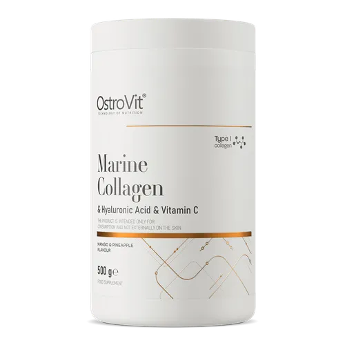 OstroVit Marine Collagen & Hyaluronic Acid & Vitamin C (Kolagen Morski + Kwas Hialuronowy + Witamina C w proszku, Suplement diety)