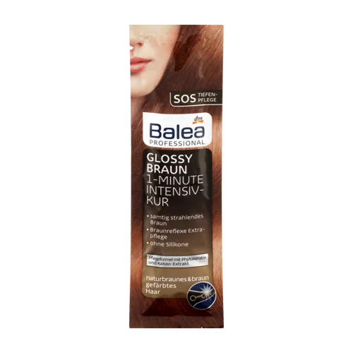 Balea Professional, Glossy Braun 1 - Minute Intensiv Kur (Intensywna jednominutowa kuracja do włosów brązowych)