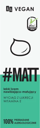 AA Vegan, #Matt, Lekki krem nawilżająco-matujący