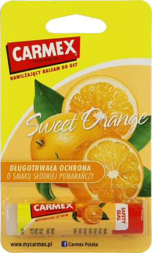 Carma Laboratories Carmex,  Moisturising Lip Balm Sweet Orange (Nawilżający balsam do ust w sztyfcie o smaku słodkiej pomarańczy)
