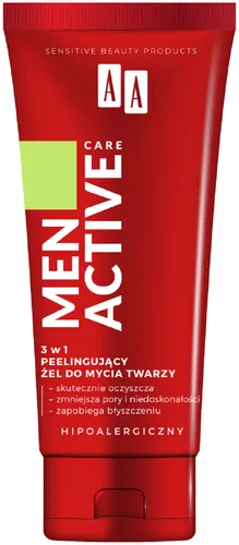 AA Men Active Care, Peelingujący żel do mycia twarzy 3 w 1
