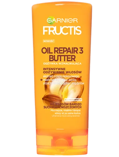 Garnier Fructis, Oil Repair 3 Butter, Odżywka wzmacniająca do włosów bardzo suchych i zniszczonych (stara wersja)