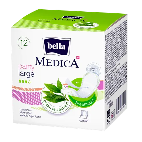 Bella Medica Panty Large, Wkładki higieniczne ultracienkie o wydłużonym kształcie z ekstraktem z zielonej herbaty