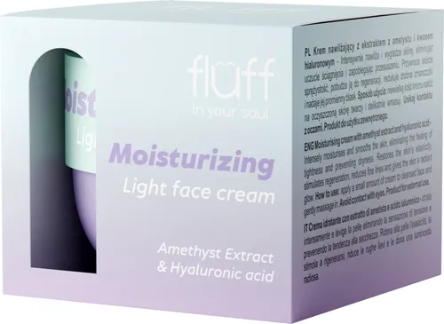 Fluff Moisturizing Light Face Cream (Nawilżający krem do twarzy z ekstraktem z ametystu i kwasem hialuronowym)