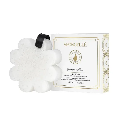 Spongelle Freesia Pear, Body Wash Infused Buffer (Piankowa gąbka pod prysznic wielokrotnego użytku)