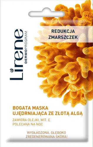 Lirene Dermoprogram Redukcja zmarszczek, Bogata maska ujędrniająca ze złotą algą