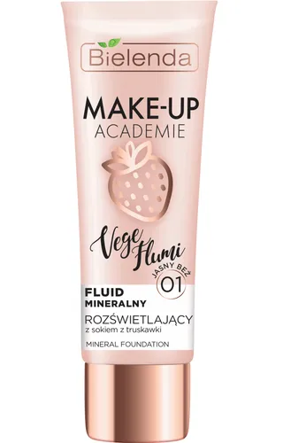 Bielenda Make-Up Academie, Vege Flumi, Fluid mineralny rozświetlajacy z sokiem z truskawki