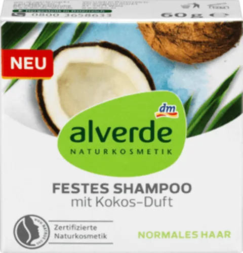 Alverde Festes Shampoo mit Kokos-Duft (Stały zampon z orzechami kokosowymi w kostce)