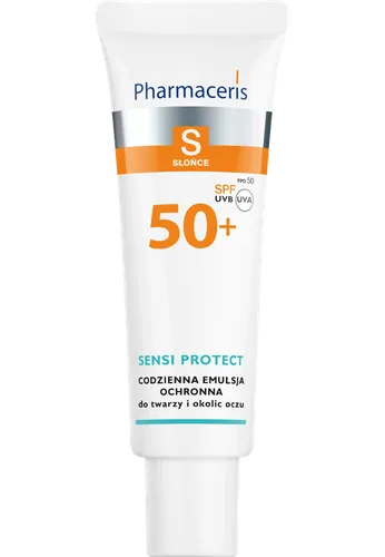 Pharmaceris S Słońce, Sensi-Protect, Codzienna emulsja ochronna do twarzy i okolic oczu SPF 50+ UVB/PPD 50 UVA/