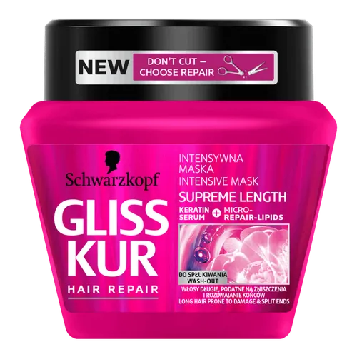 Schwarzkopf Gliss Supreme Length, Mask (Intensywna maska do włosów długich z keratynowym serum, regeneracyjnymi mikro-lipidami i esencją z piwonii)