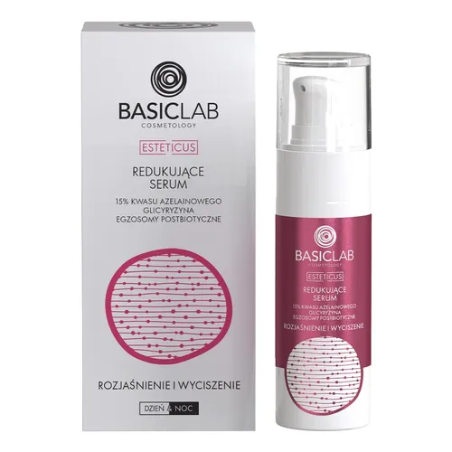 BasicLab Dermocosmetics Esteticus, Redukujące serum z 15% kwasu azelainowego, glicyryzyną i egzosomami postbiotycznymi