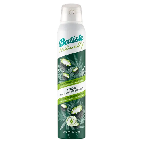 Batiste Naturally, Plant-Powered Dry Shampoo Coconut Milk & Hemp Seed Oil (Suchy szampon do włosów)