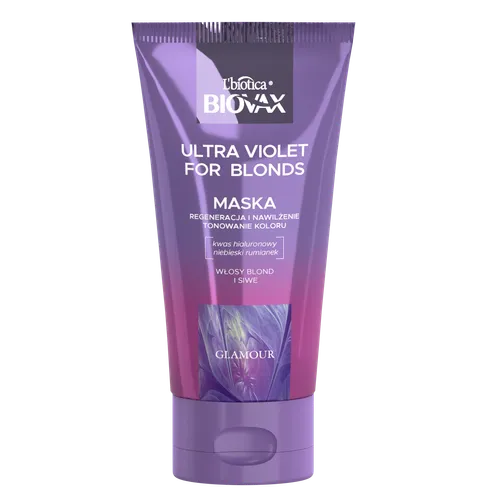 L'biotica Biovax Ultra Violet for Blonds, Regeneracja i Nawilżenie, Tonowanie koloru, Maska do włosów blond i siwych - 1